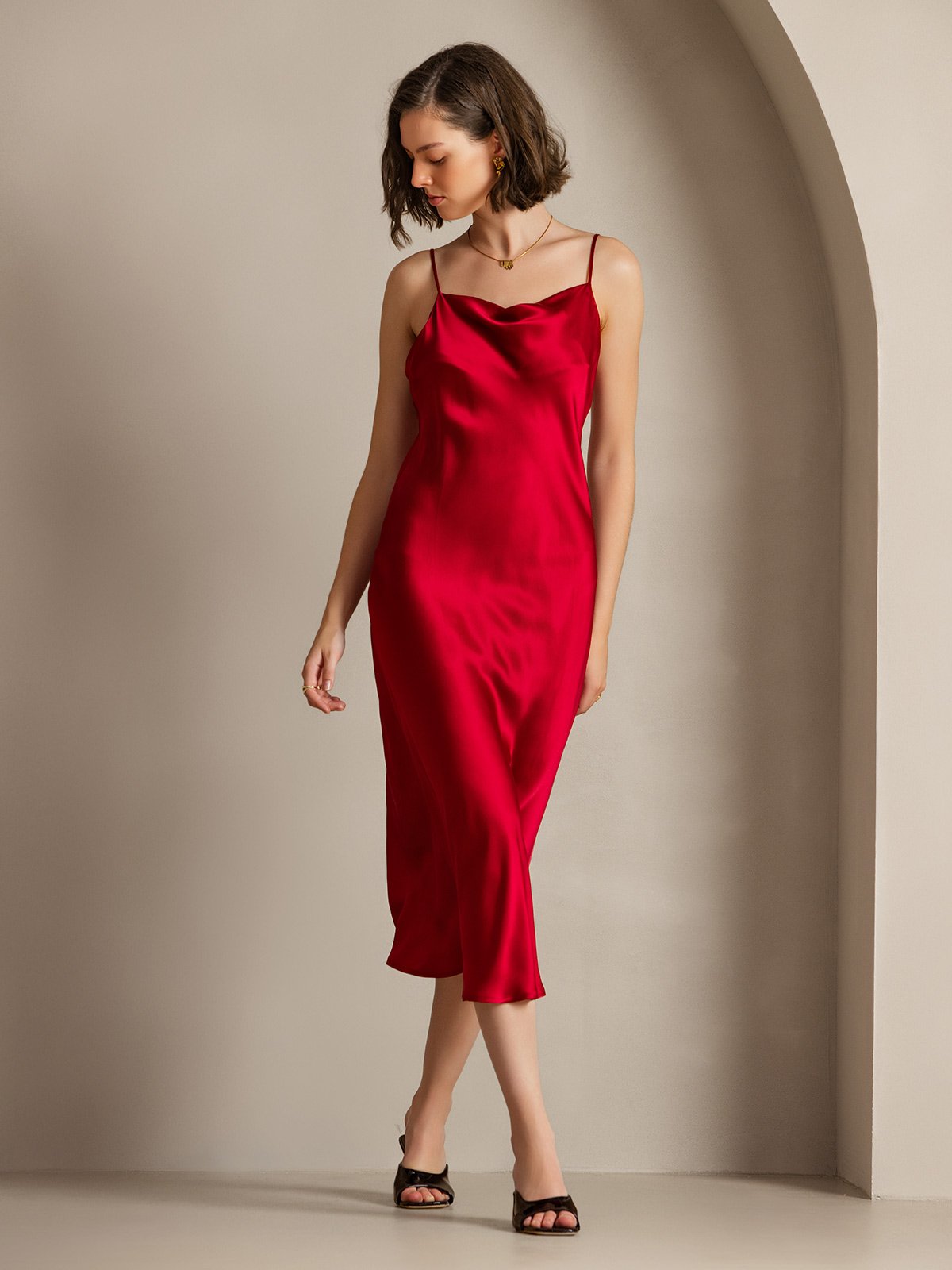 Vestidos Maxi Largos de Seda Pura con Tirantes