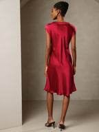 Pura Seda Elegante Cap Sleeve Vestido