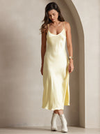 Vestido Largo de Seda Pura con Tirantes Finos