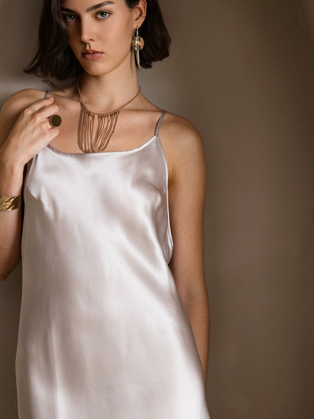 Vestido Largo de Seda Pura Sexy con Espalda Cruzada