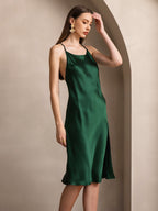 Vestido Largo de Seda Pura Sexy con Espalda Cruzada