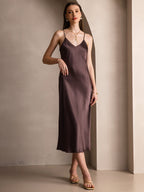 Vestido Largo de Seda Pura con Tirantes Finos