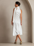 19Momme Seda Cuello Atado Vestido