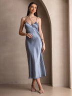 Vestido Largo de Seda Pura con Tirantes Finos