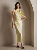 19Momme Seda Cuello Atado Vestido