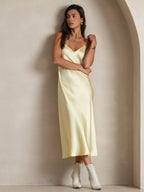 Vestido Largo de Seda Pura con Tirantes Finos