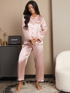 Pijama De Manga Larga De Seda 100% De Morera Para Mujer