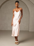 Vestido Largo de Seda Pura con Tirantes Finos