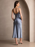 Vestido Largo de Seda Pura con Tirantes Finos