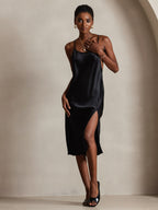 Vestido Largo de Seda Pura Sexy con Espalda Cruzada