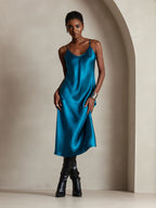 Vestido Largo de Seda Pura con Tirantes Finos