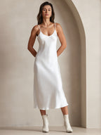 Vestido Largo de Seda Pura con Tirantes Finos