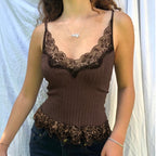 Camiseta sin mangas de encaje