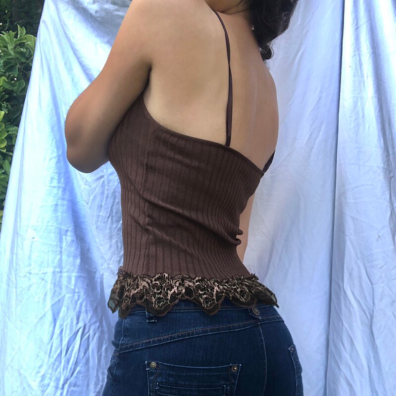Camiseta sin mangas de encaje