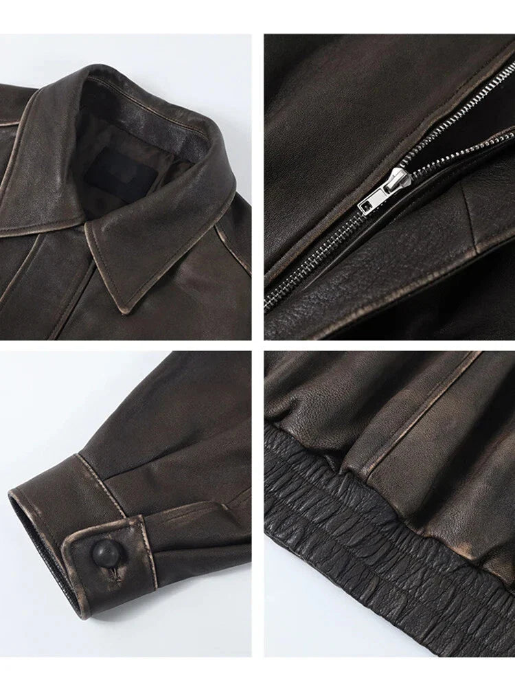 Chaqueta oversize de estilo retro desgastada